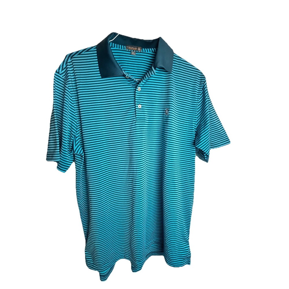 Peter Millar Golf Summer Comfort Polo Mens Size Large Teal/ Blue